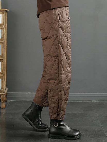 Women Winter Casual Pure Color Down Harem Pants