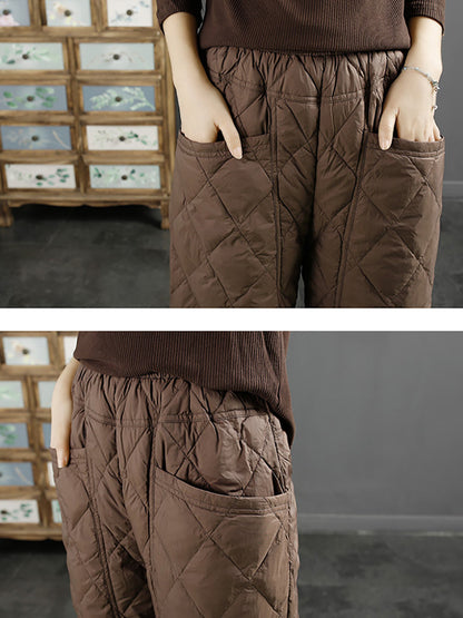 Women Winter Casual Pure Color Down Harem Pants