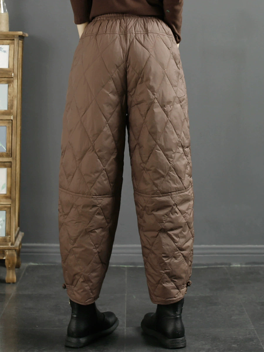 Women Winter Casual Pure Color Down Harem Pants