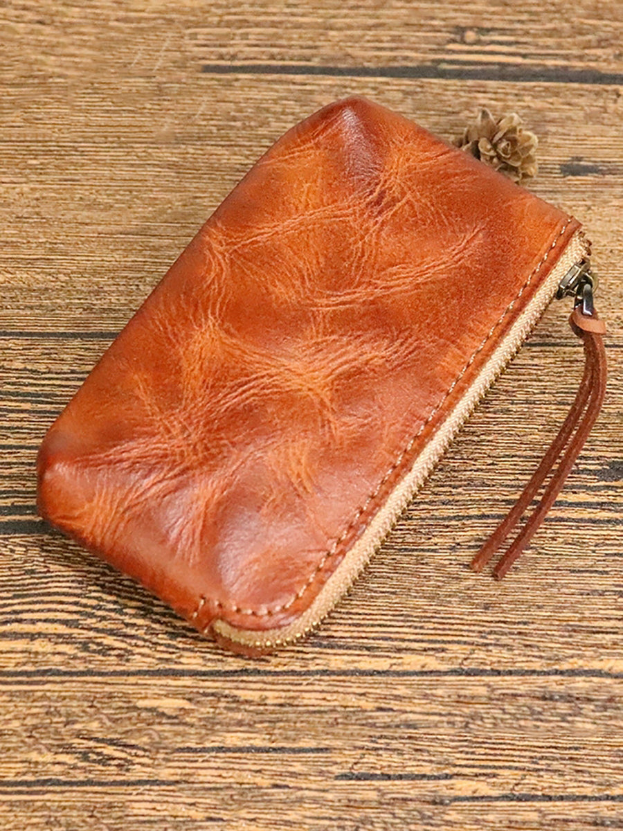 Women Retro Leather Zipper Multifunction Wallet