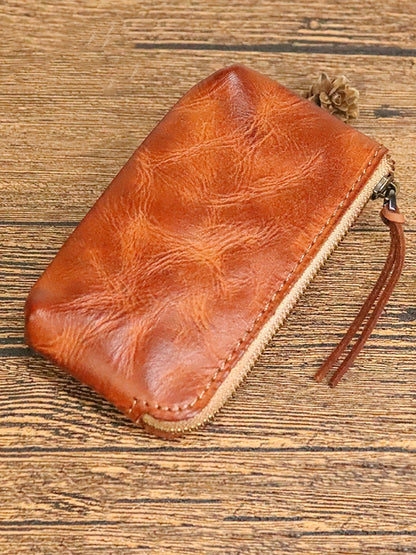 Women Retro Leather Zipper Multifunction Wallet