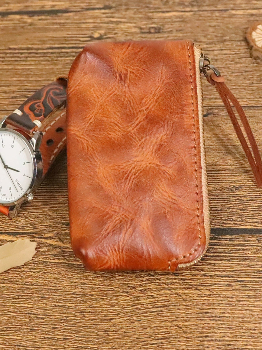 Women Retro Leather Zipper Multifunction Wallet