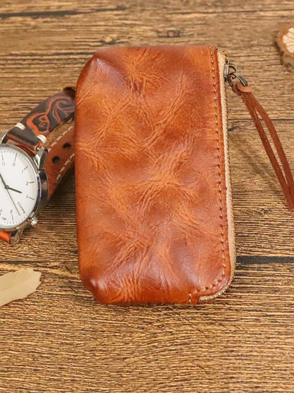 Women Retro Leather Zipper Multifunction Wallet