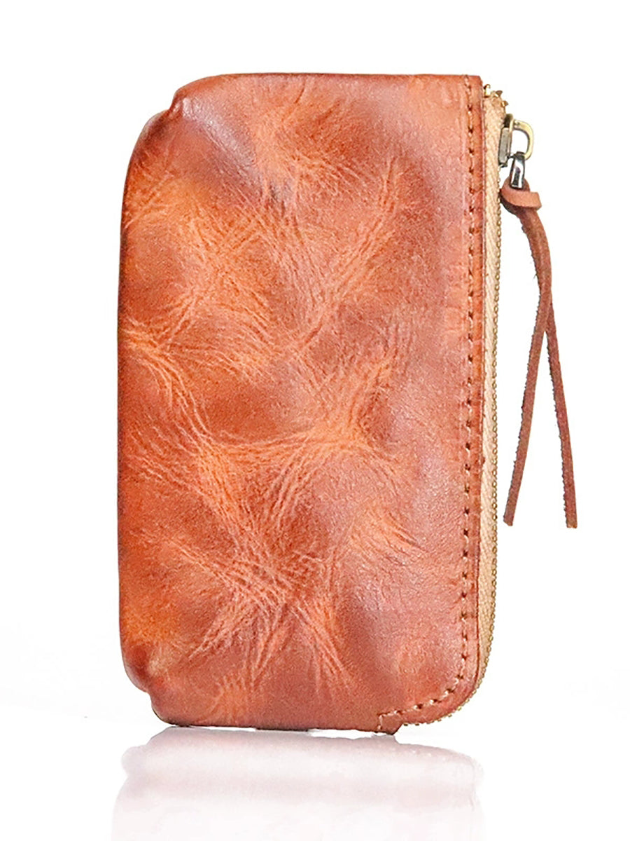 Women Retro Leather Zipper Multifunction Wallet
