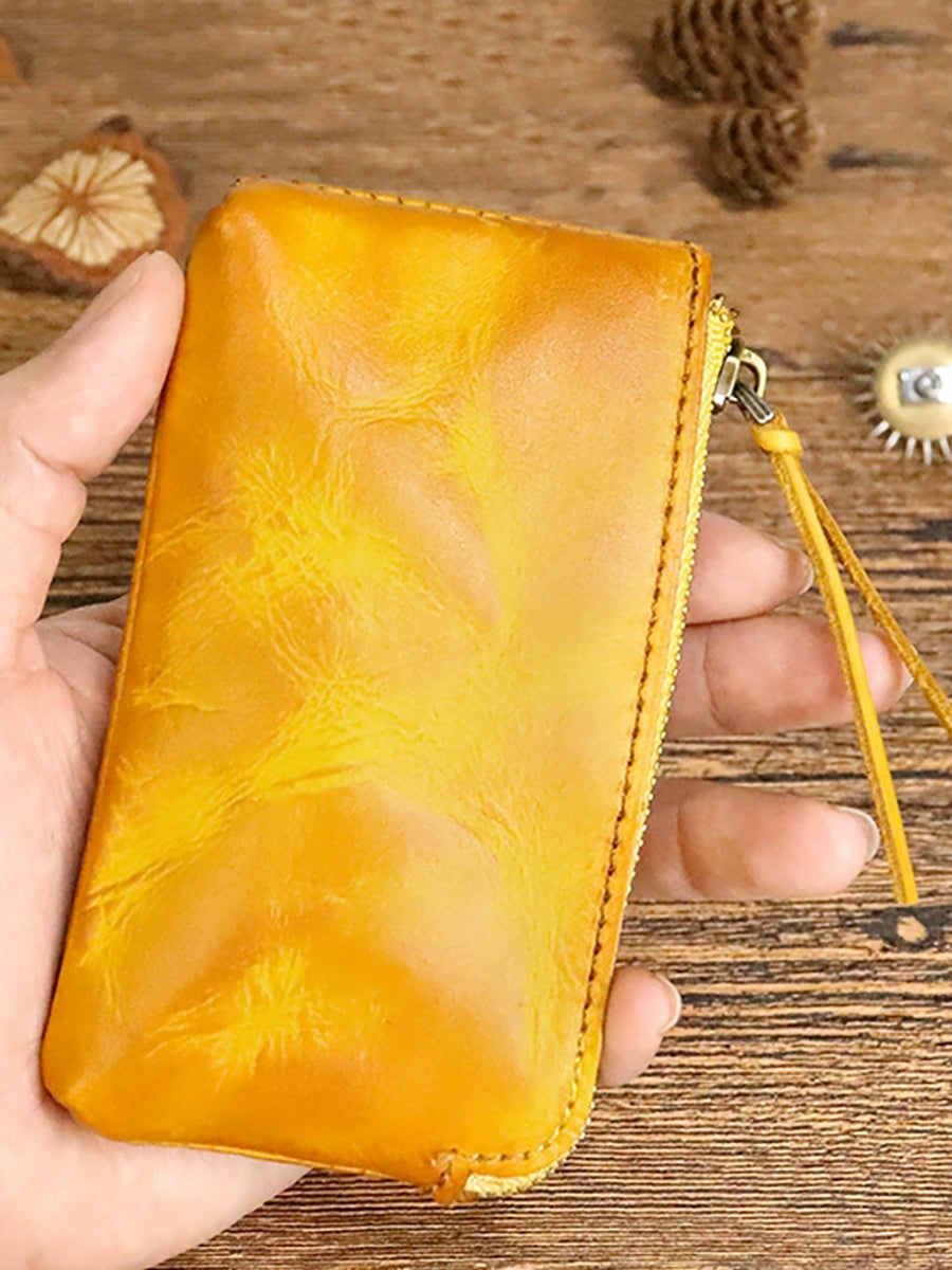 Women Retro Leather Zipper Multifunction Wallet