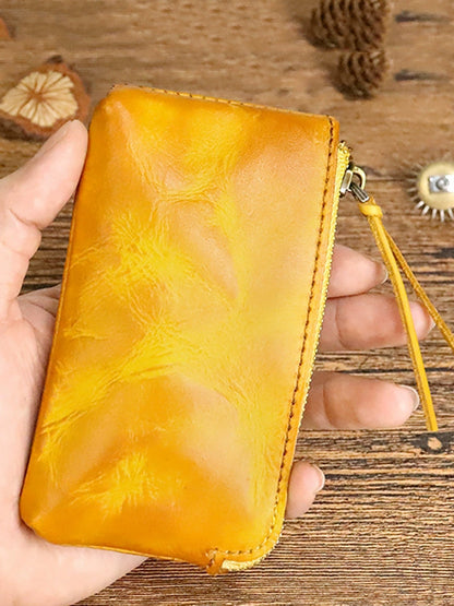 Women Retro Leather Zipper Multifunction Wallet