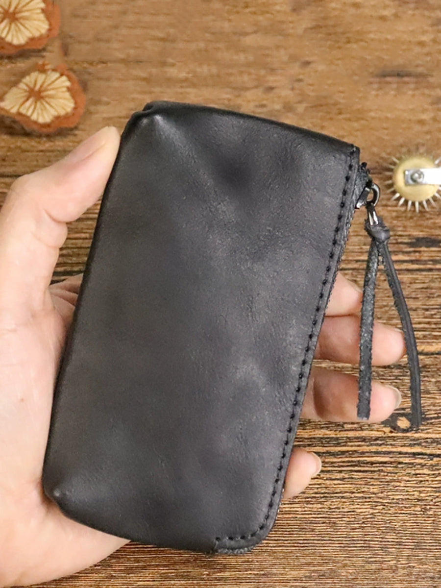 Women Retro Leather Zipper Multifunction Wallet