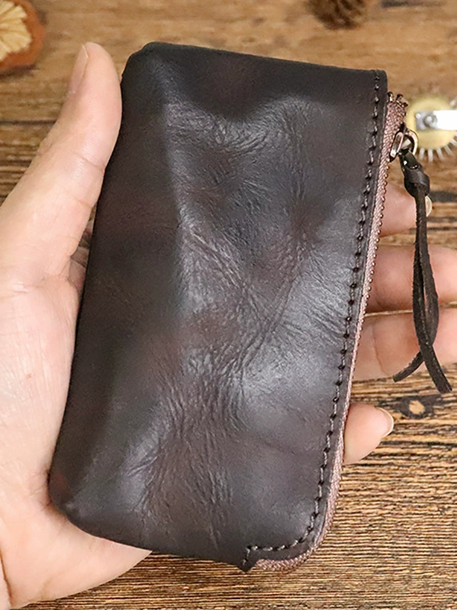 Women Retro Leather Zipper Multifunction Wallet