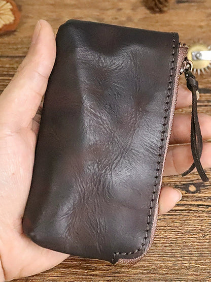 Women Retro Leather Zipper Multifunction Wallet