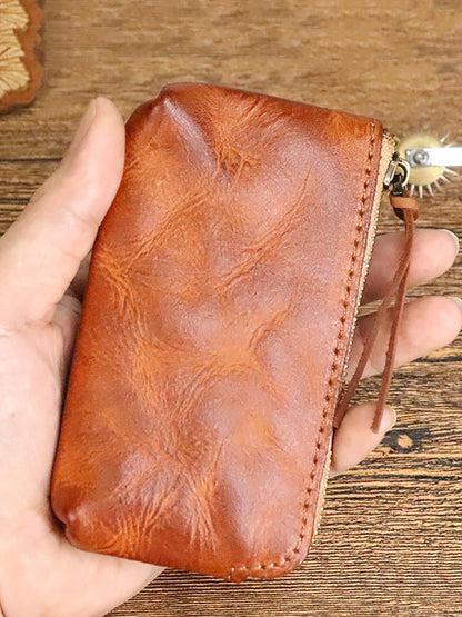Women Retro Leather Zipper Multifunction Wallet