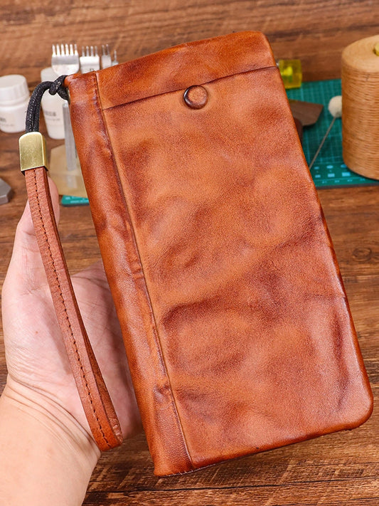 Vintage Pure Color Leather Wallet