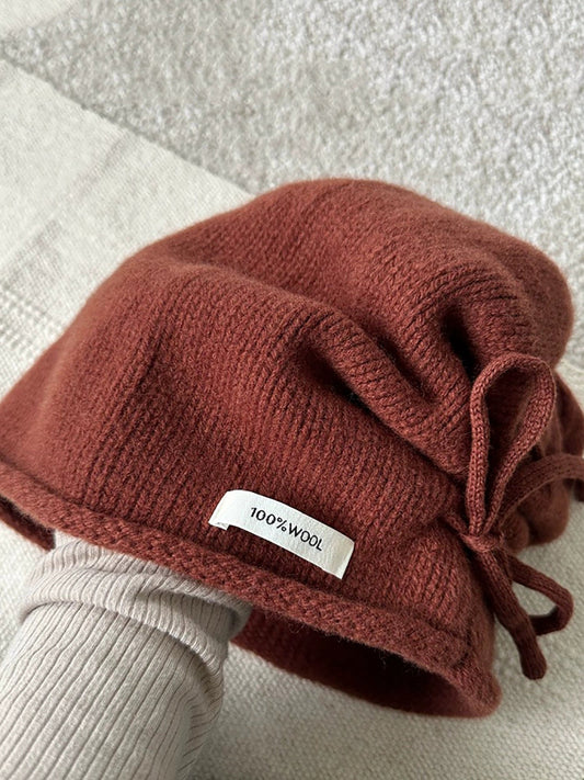 Women Winter Pure Color Rope Knitteed Hat