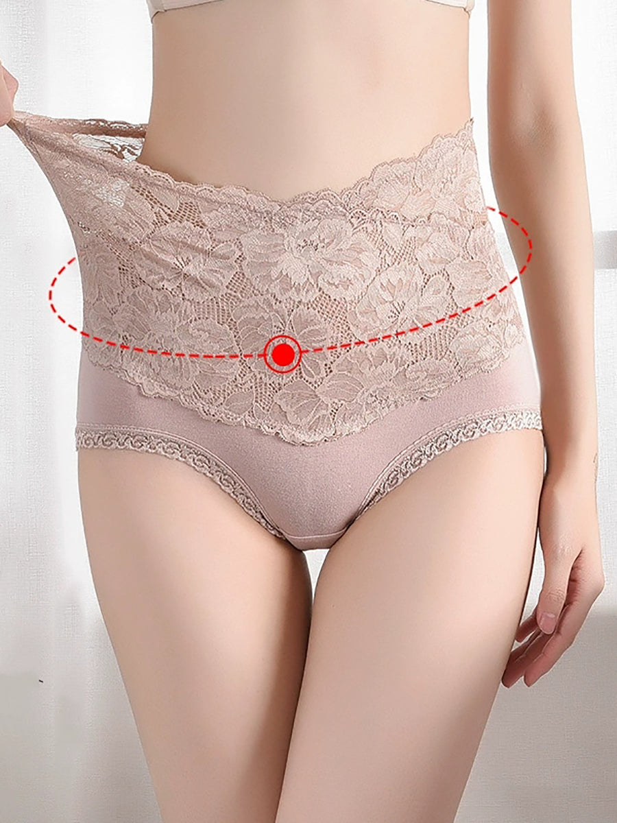 4 Pieces Women Artsy Lace High Waist Underwear