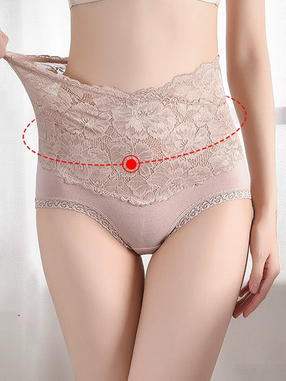 4 Pieces Women Artsy Lace High Waist Underwear