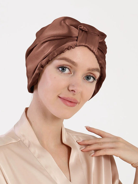Women Solid Silk Soft Nightcap
