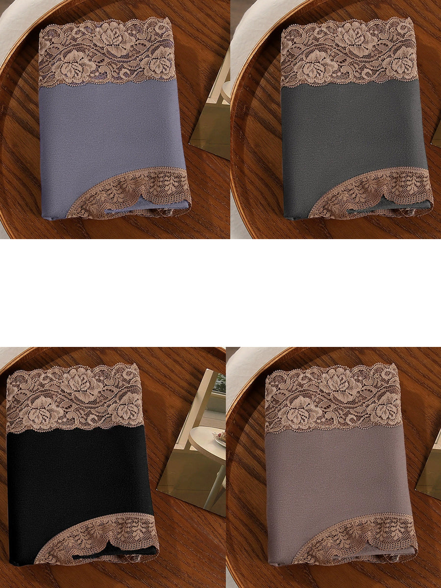 4 Pieces Women Artsy Lace Spliced High Waist Underwear
