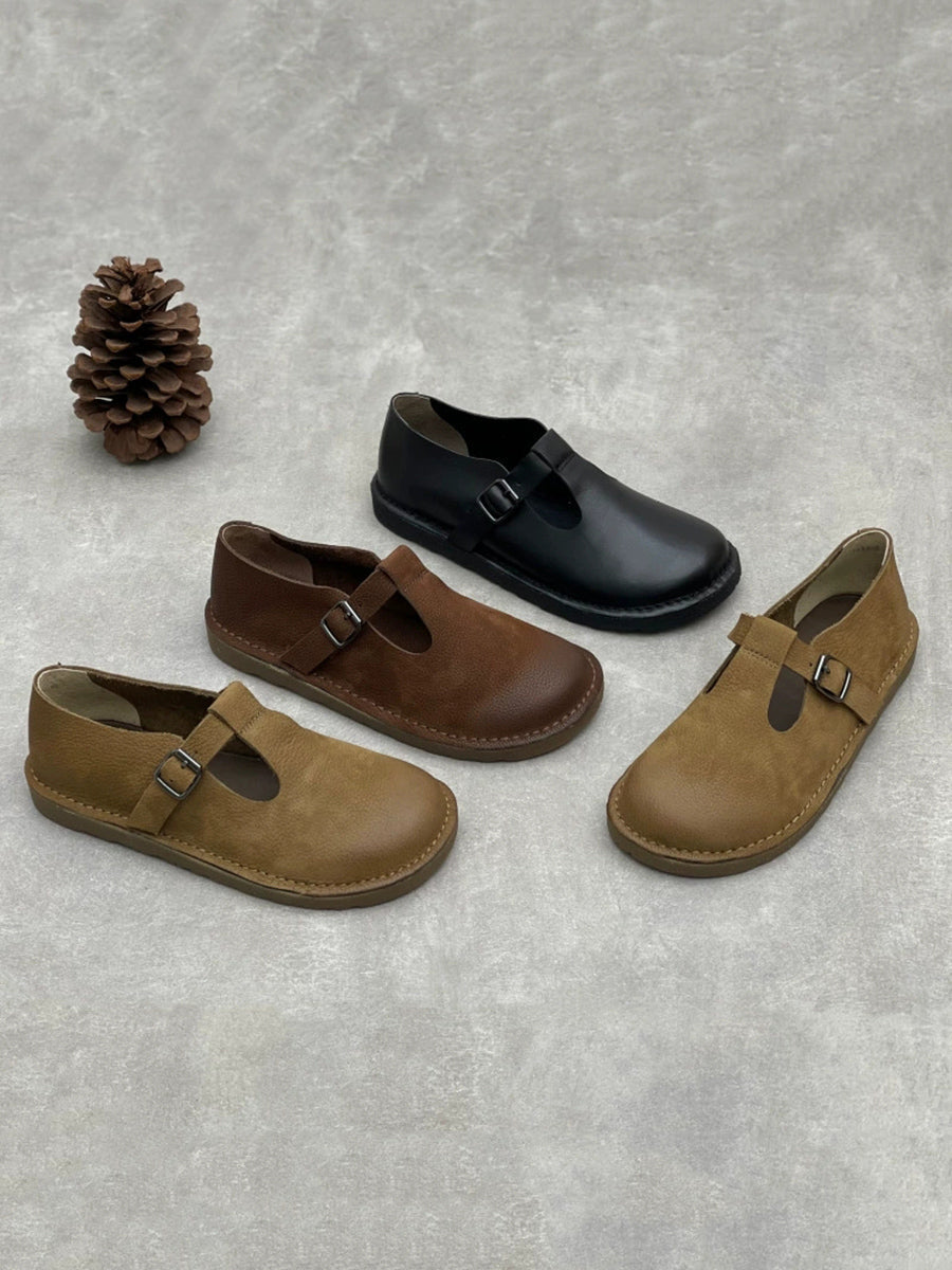 Women Vintage Spring Genuine Leather Flat Shoes