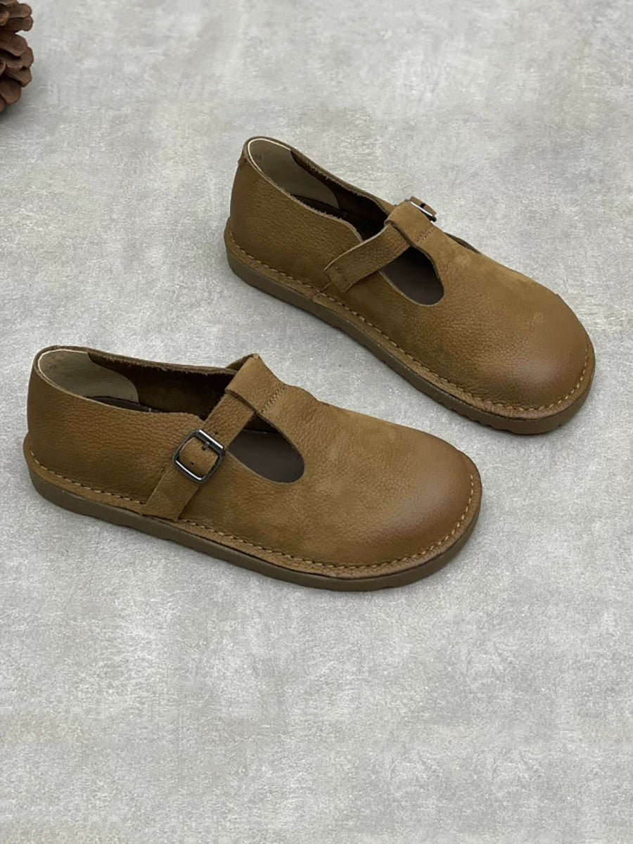Women Vintage Spring Genuine Leather Flat Shoes