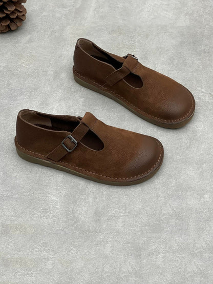 Women Vintage Spring Genuine Leather Flat Shoes