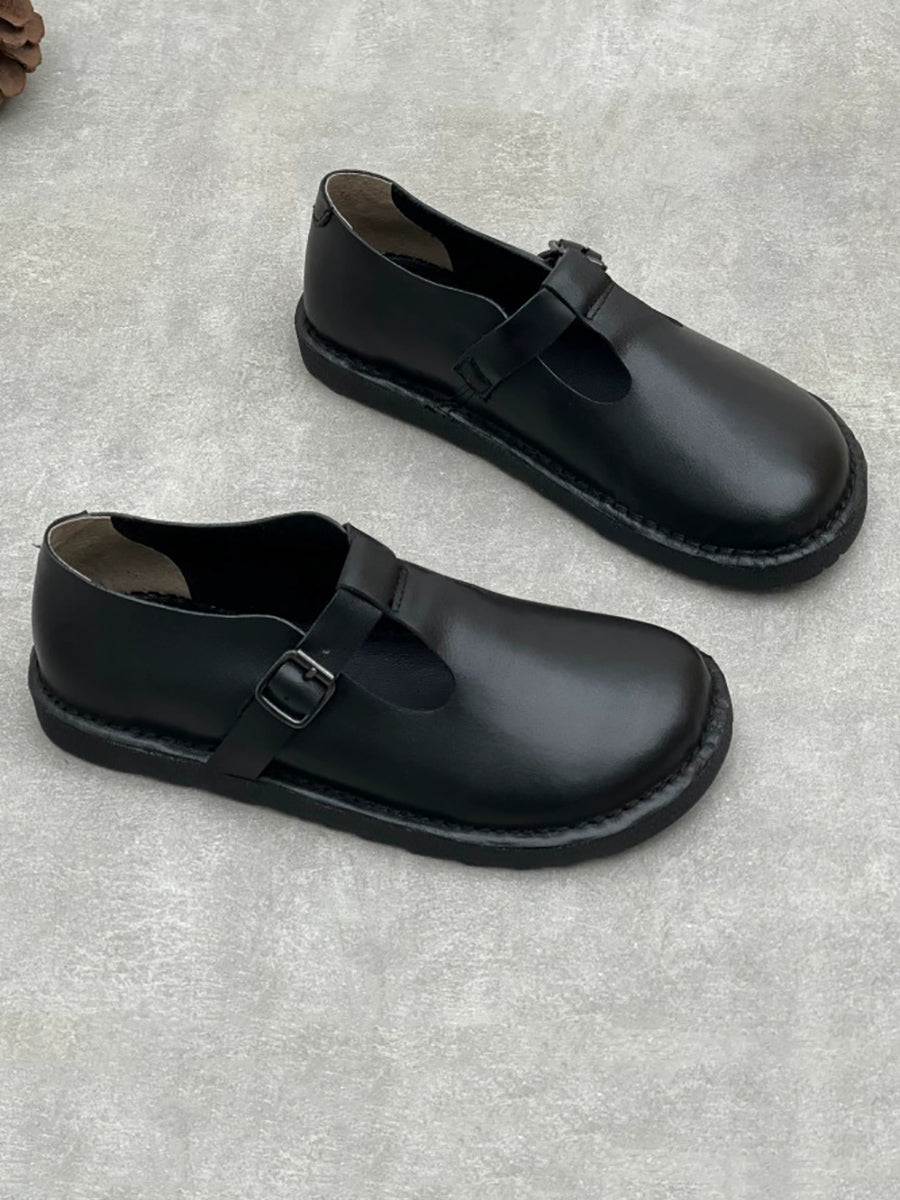 Women Vintage Spring Genuine Leather Flat Shoes