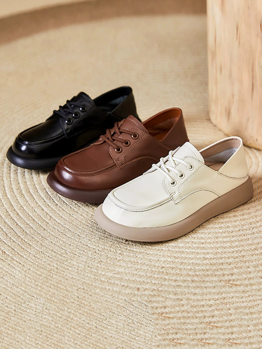 Women Casual Genuine Leather Low Heel Loafer Shoes