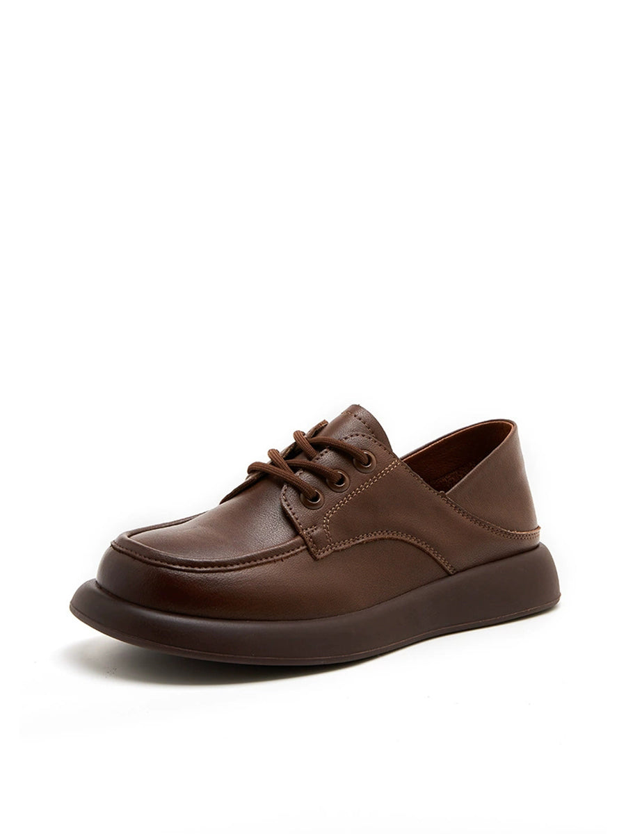Women Casual Genuine Leather Low Heel Loafer Shoes