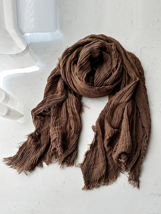 Women Vintage Pure Color Flod Shawl Scarf