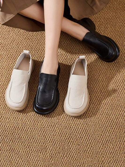 Women Spring Genuine Leather Spliced Low Heel Shoes