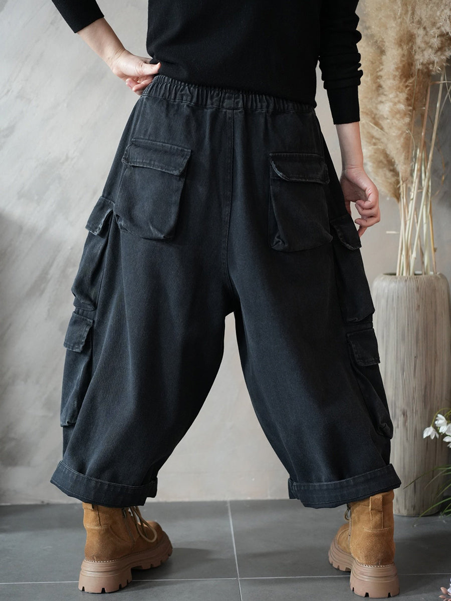 Women Spring Casual Pure Color Harem Pants