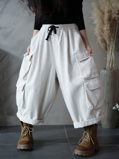 Women Spring Casual Pure Color Harem Pants