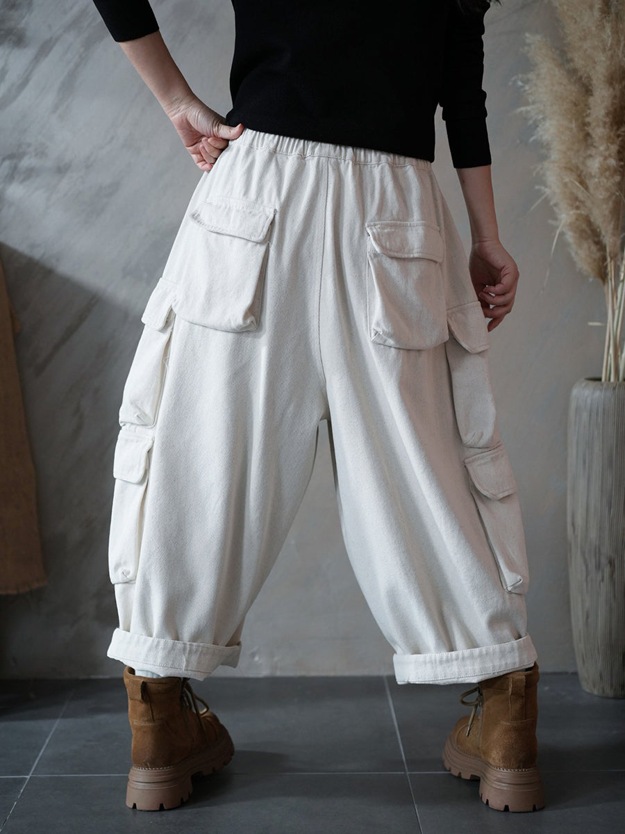 Women Spring Casual Pure Color Harem Pants