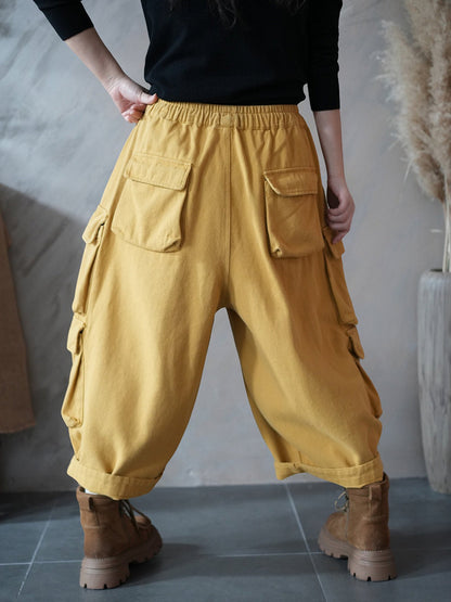 Women Spring Casual Pure Color Harem Pants
