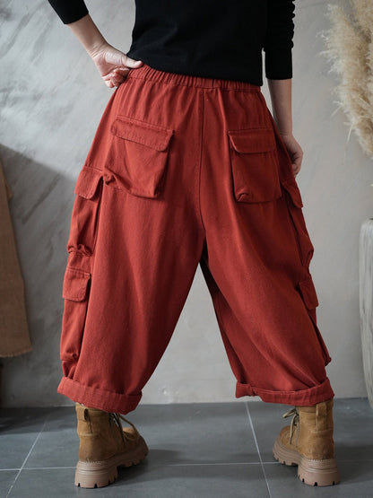 Women Spring Casual Pure Color Harem Pants