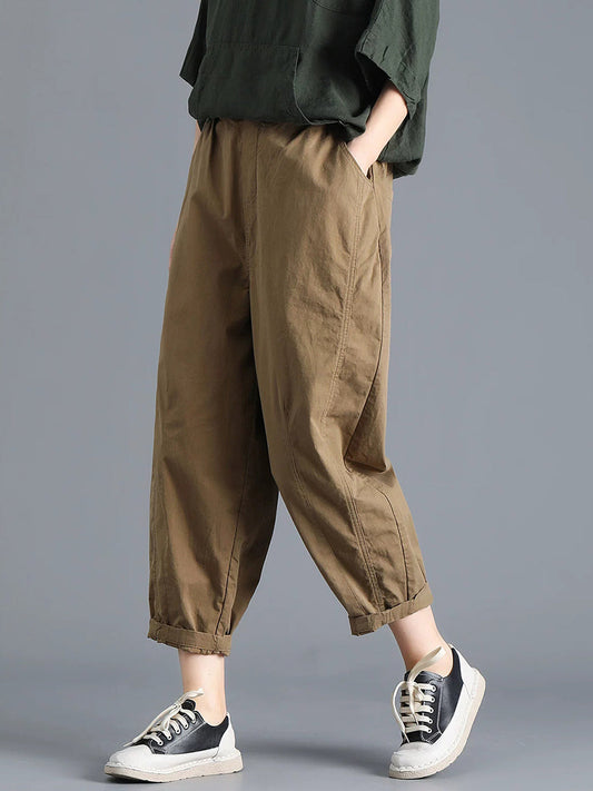 Plus Size Women Spring Casual 100%Cotton Harem Pants