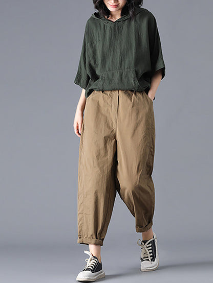 Plus Size Women Spring Casual 100%Cotton Harem Pants