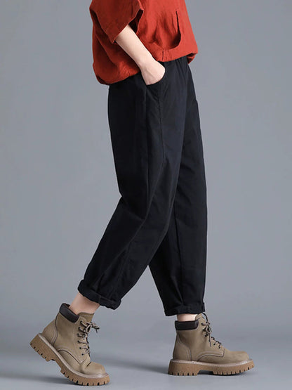 Plus Size Women Spring Casual 100%Cotton Harem Pants