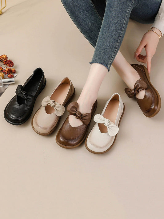 Women Vintage Genuine Leather Low Heel Shoes