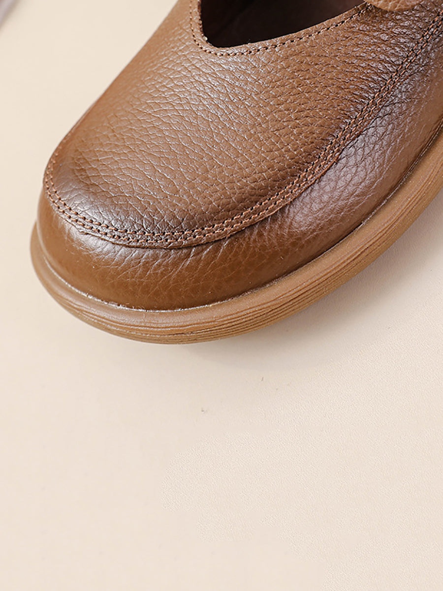 Women Vintage Genuine Leather Low Heel Shoes