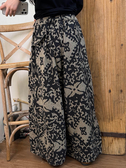Plus Size Women Spring Retro Flower Maxi Skirt