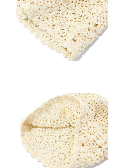 Women Summer Flower Knitted Hat