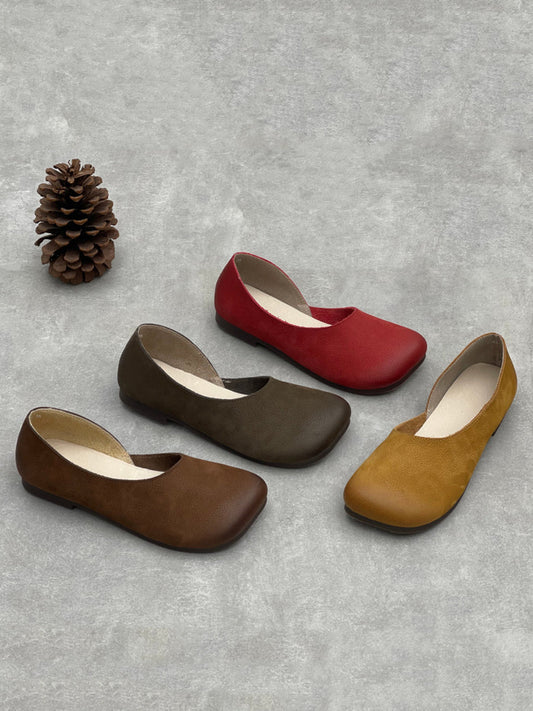Women Vintage Genuine Leather Low Heel Shoes
