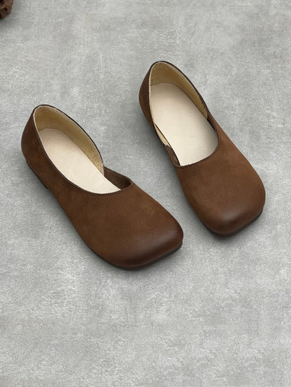 Women Vintage Genuine Leather Low Heel Shoes