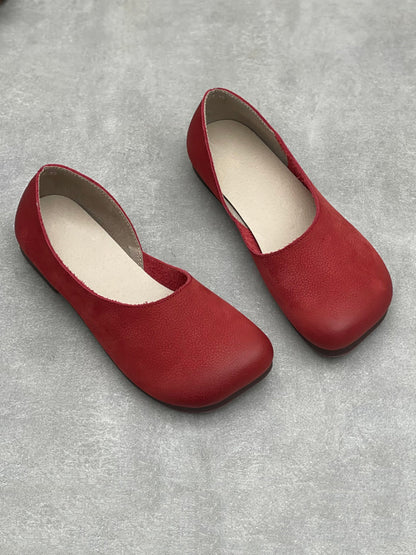 Women Vintage Genuine Leather Low Heel Shoes