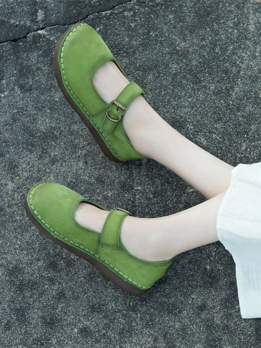 Women Summer Casual Genuine Leather Flat Shoes