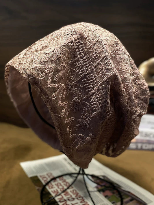 Women Vintage Summer Embroidery Lace Hat