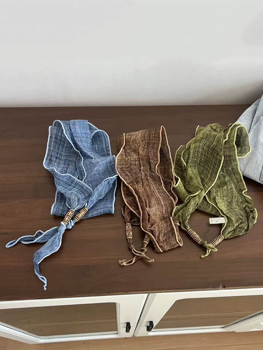 Women Summer Retro Plaid Hair bands Scarf