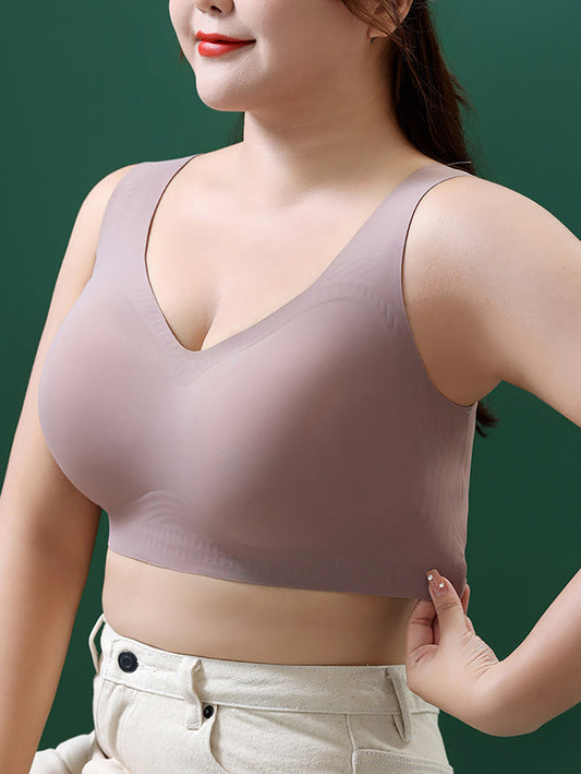 Women Artsy Casual Pure Color Wireless Bra