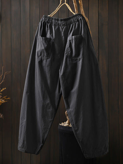 Plus Size Women Summer Casual Pure Color Harem Pants