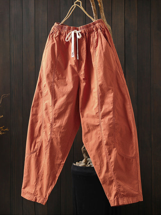 Plus Size Women Summer Casual Pure Color Harem Pants
