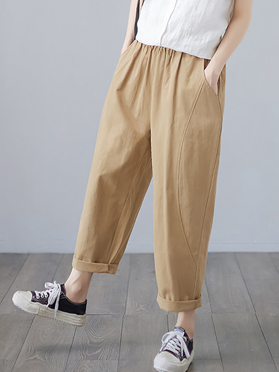 Plus Size Women Summer Casual Pure Color Harem Pants